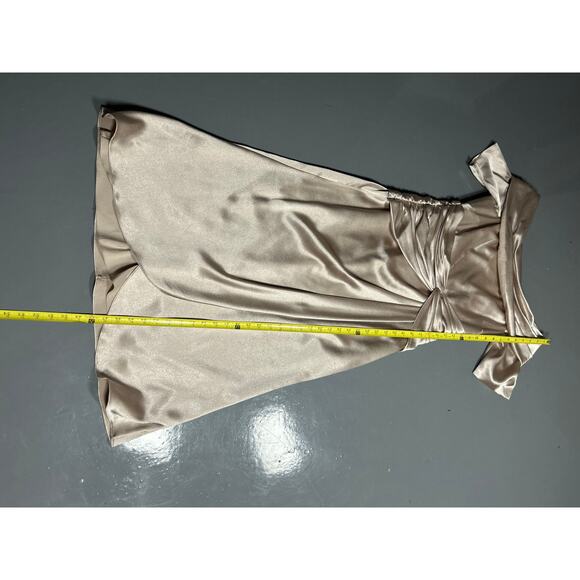 AIDAN MATTOX STRETCH MIKADO MIDI off shoulder beige setting formal dress Sz 8 - Picture 7 of 13